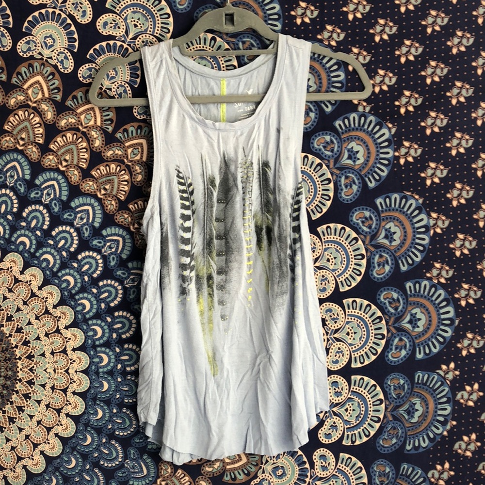 Blue graphic tank top
